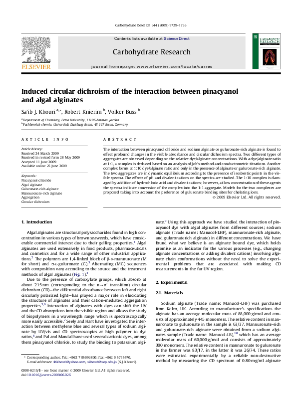 (PDF) Induced circular dichroism of the interaction between pinacyanol ...