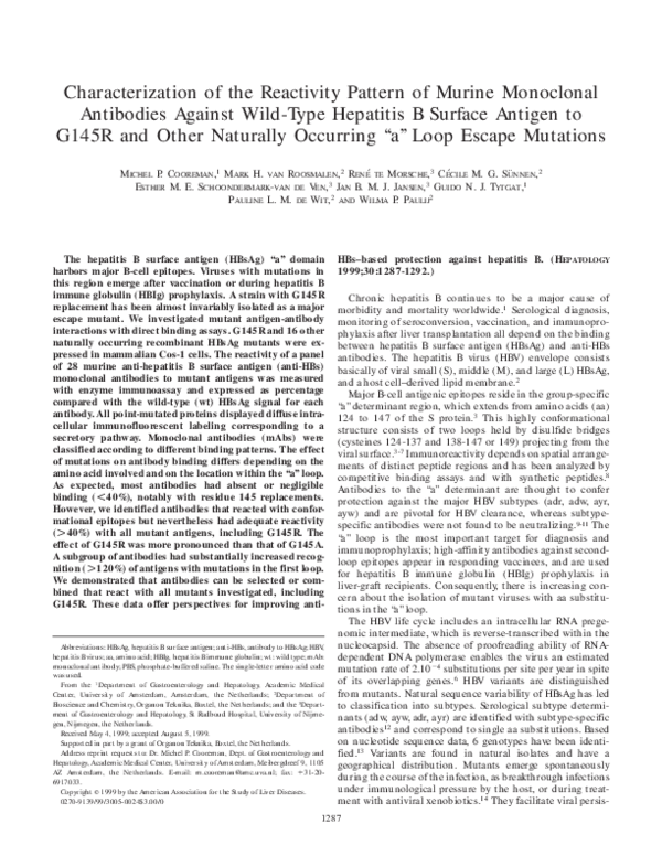(PDF) Characterization of the reactivity pattern of murine monoclonal ...