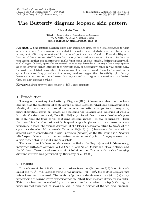 (PDF) The Butterfly diagram leopard skin pattern