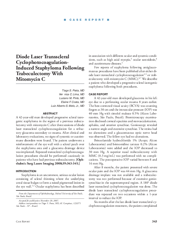 (PDF) Diode Laser Transscleral Cyclophotocoagulation Luciano da Silva