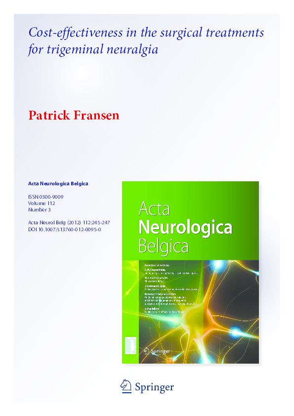 (PDF) Cost-effectiveness in the surgical treatments for trigeminal ...