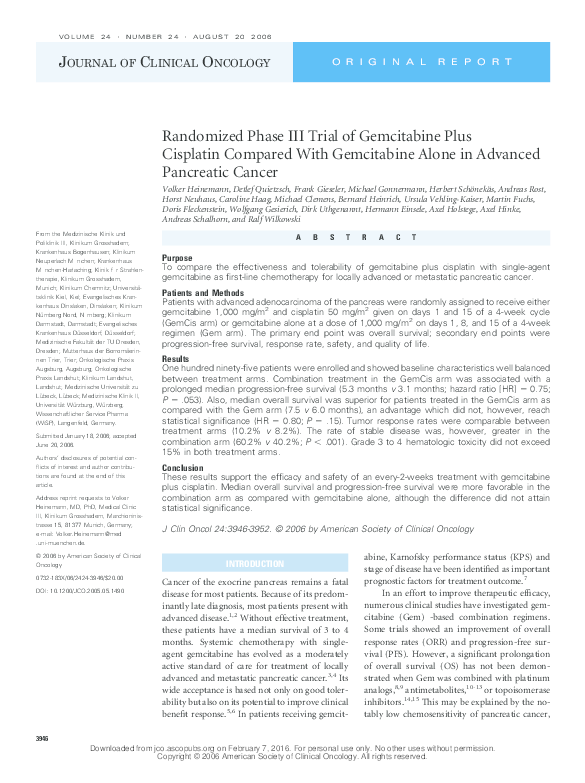 (PDF) Randomized Phase III Trial of Gemcitabine Plus Cisplatin Compared ...