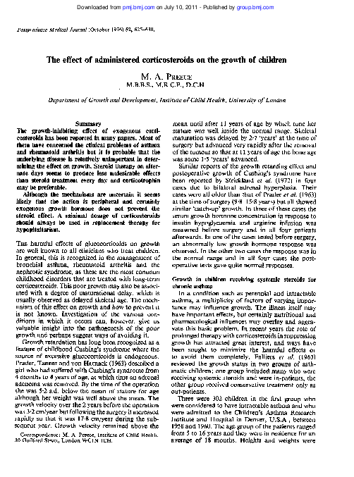 (PDF) The effect of administered corticosteroids on the growth of children