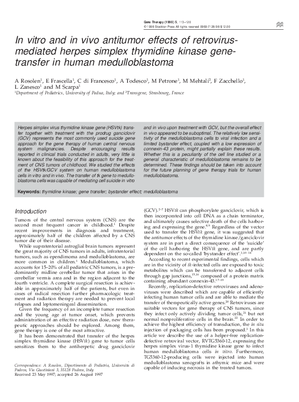 (PDF) In vitro and in vivo antitumor effects of retrovirus-mediated ...