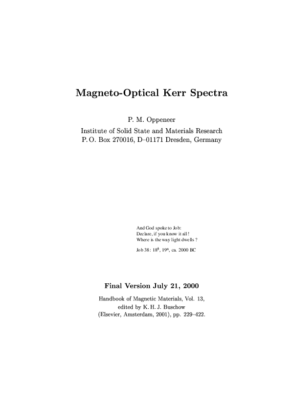 Magneto-optical Kerr spectra