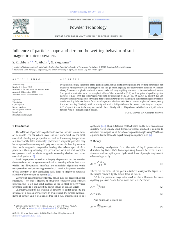(PDF) Influence of particle shape and size on the wetting behavior of ...