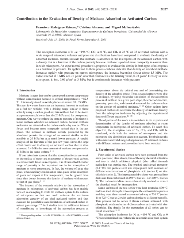 (PDF) Contribution to the Evaluation of Density of Methane Adsorbed on ...
