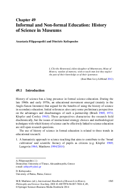 Pdf Informal And Non Formal Education History Of Science In