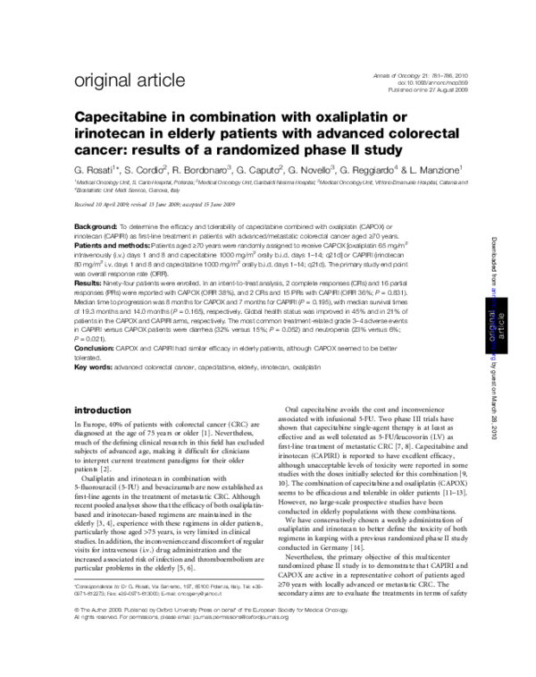 (PDF) Capecitabine in combination with oxaliplatin or irinotecan in ...