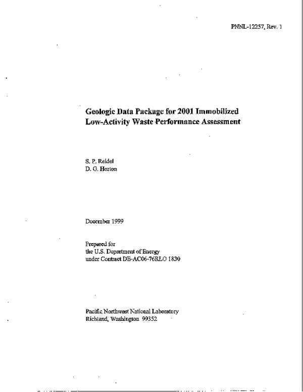 (PDF) Geologic Data Package for 2001 Immobilized Low-Activity Waste ...