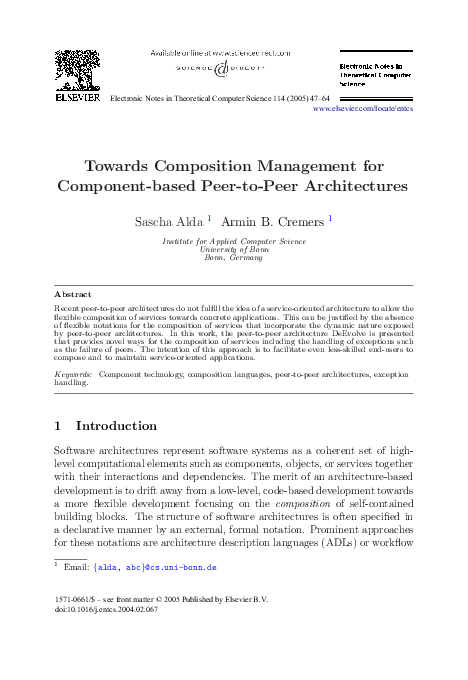 (PDF) Towards Composition Management for Component-based Peer-to-Peer ...