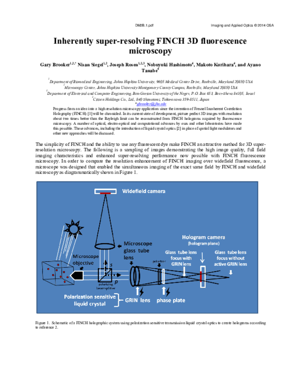 (PDF) Inherently super-resolving FINCH 3D fluorescence microscopy