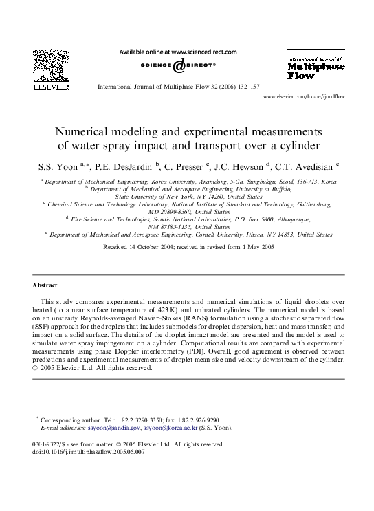 (PDF) Numerical modeling and experimental measurements of water spray ...
