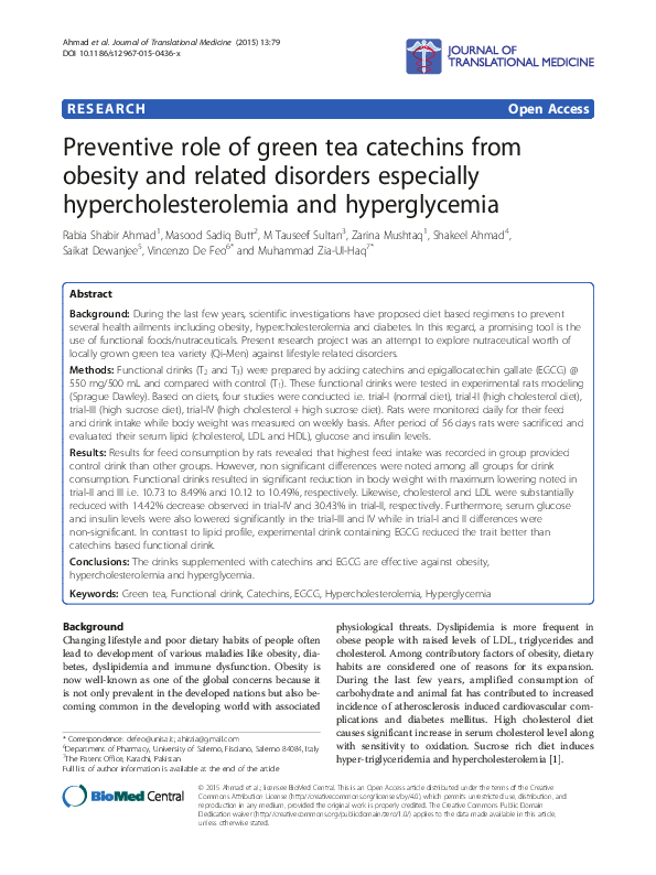 (PDF) Preventive role of green tea catechins from obesity and related