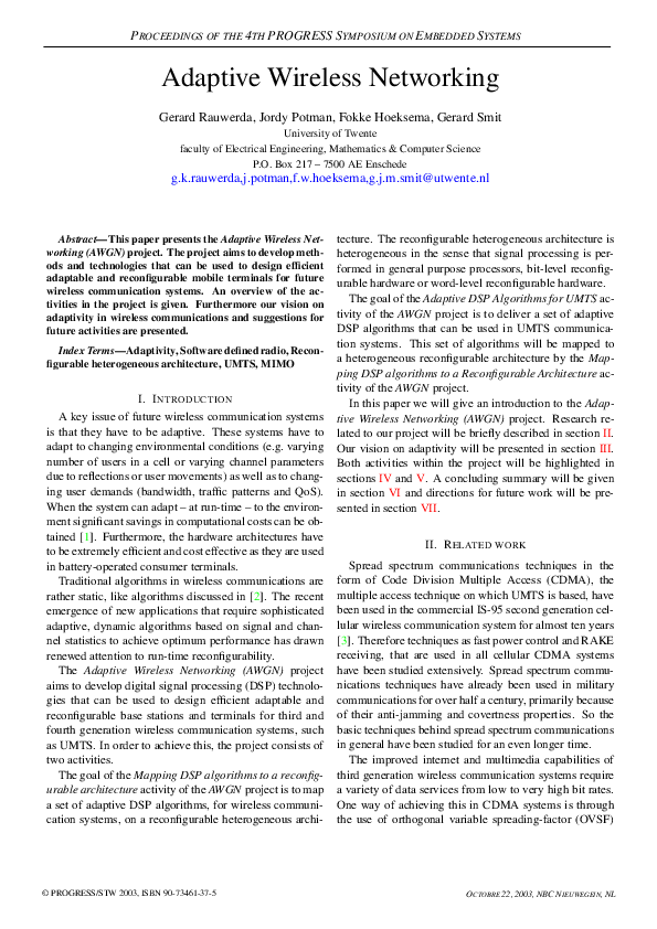 (PDF) Adaptive Wireless Networking