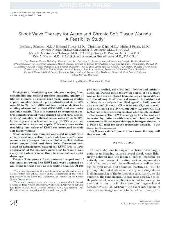 (PDF) Shock Wave Therapy for Acute and Chronic Soft Tissue Wounds: A ...