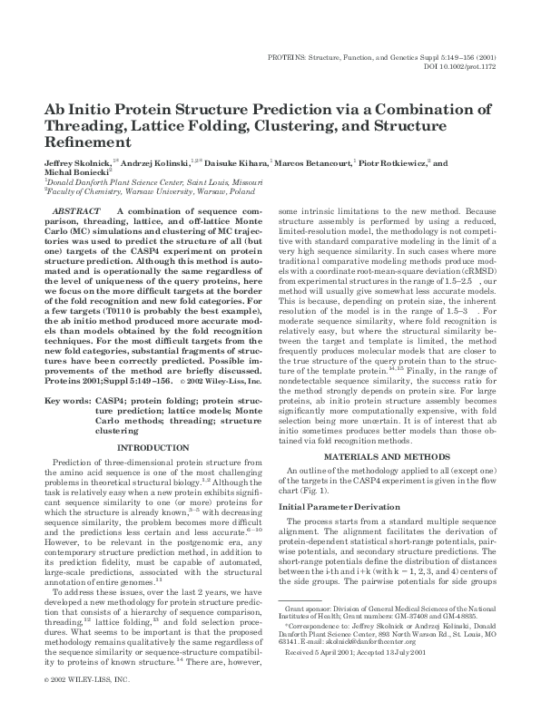 (PDF) Ab initio protein structure prediction via a combination of ...