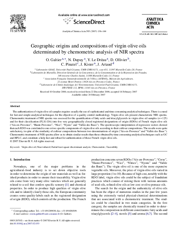 (PDF) Geographic origins and compositions of virgin olive oils ...