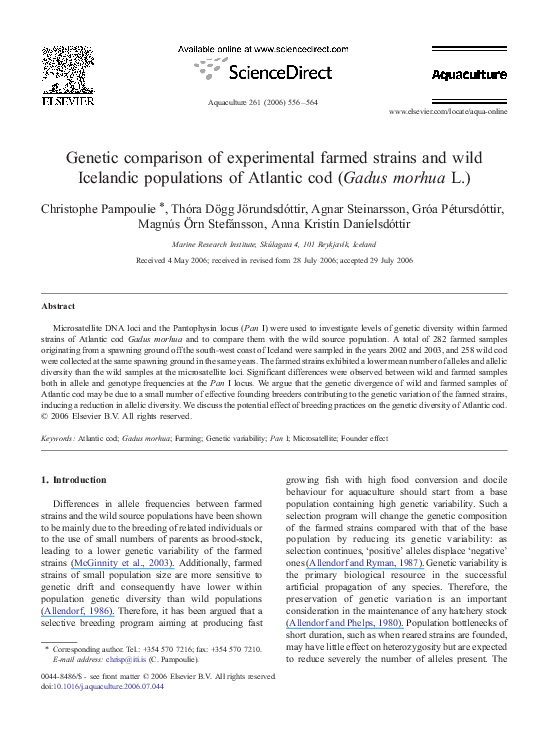 (PDF) Genetic comparison of experimental farmed strains and wild ...