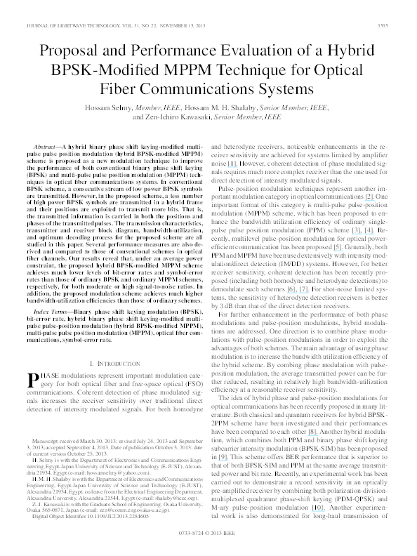 (PDF) Proposal and Performance Evaluation of a Hybrid BPSK-Modified ...