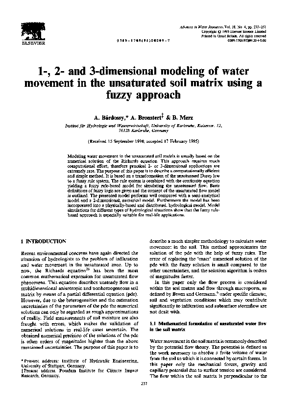 (PDF) 1-, 2- and 3-dimensional modeling of water movement in the ...