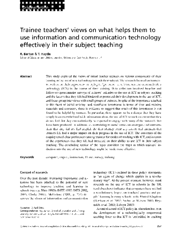 (PDF) Trainee teachers' views on what helps them to use information and ...