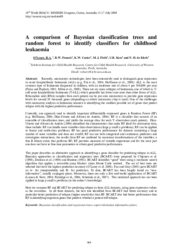 (PDF) A comparison of Bayesian classification trees and random forest ...
