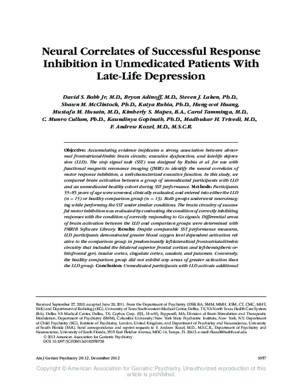 (PDF) Neural correlates of successful response inhibition in ...