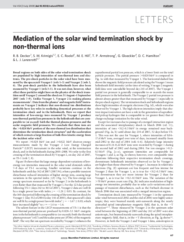 (PDF) Mediation of the solar wind termination shock by non-thermal ions
