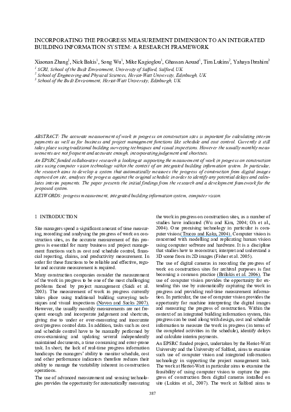 (PDF) INCORPORATING THE PROGRESS MEASUREMENT DIMENSION TO AN INTEGRATED ...