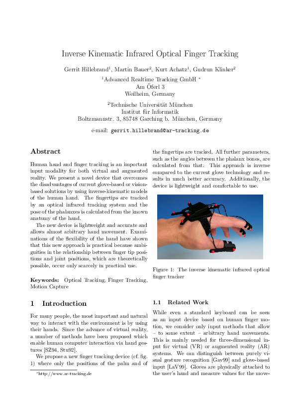 (PDF) Inverse kinematic infrared optical finger tracking