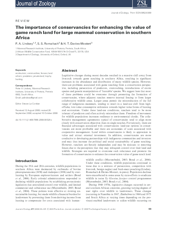 (PDF) The importance of conservancies for enhancing the value of game ...