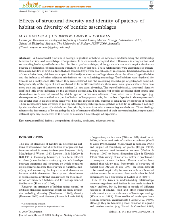 (PDF) Effects of structural diversity and identity of patches of ...