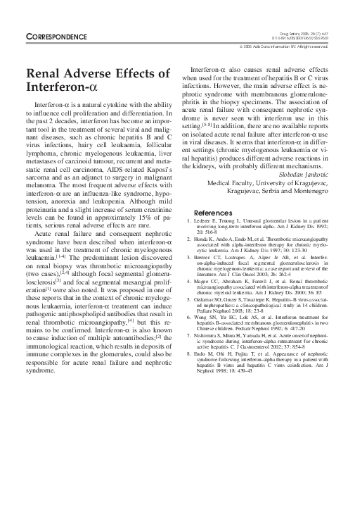 (PDF) Renal Adverse Effects of Interferon-??