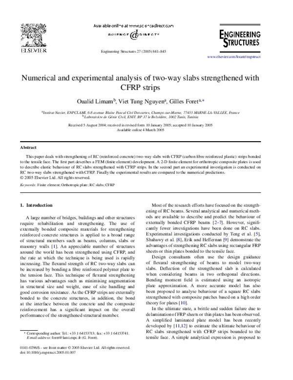 (PDF) Numerical and experimental analysis of two-way slabs strengthened ...