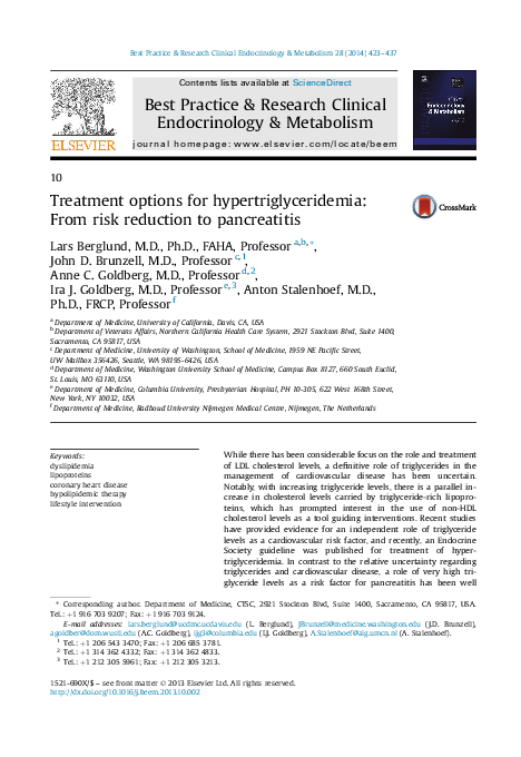 (PDF) Treatment options for hypertriglyceridemia: From risk reduction ...