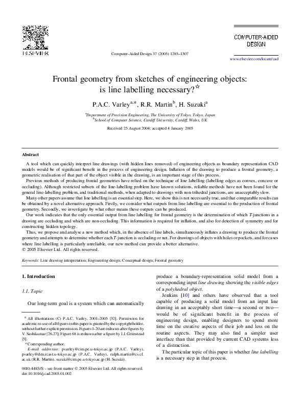 (PDF) Frontal geometry from sketches of engineering objects: is line ...