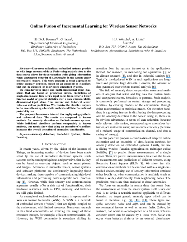 (PDF) Online Fusion of Incremental Learning for Wireless Sensor Networks