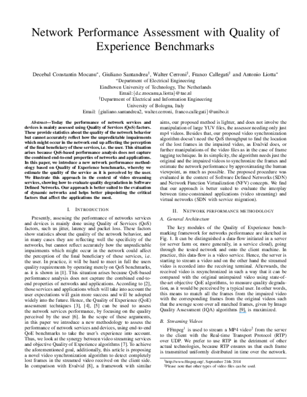 (PDF) Network performance assessment with Quality of experience benchmarks