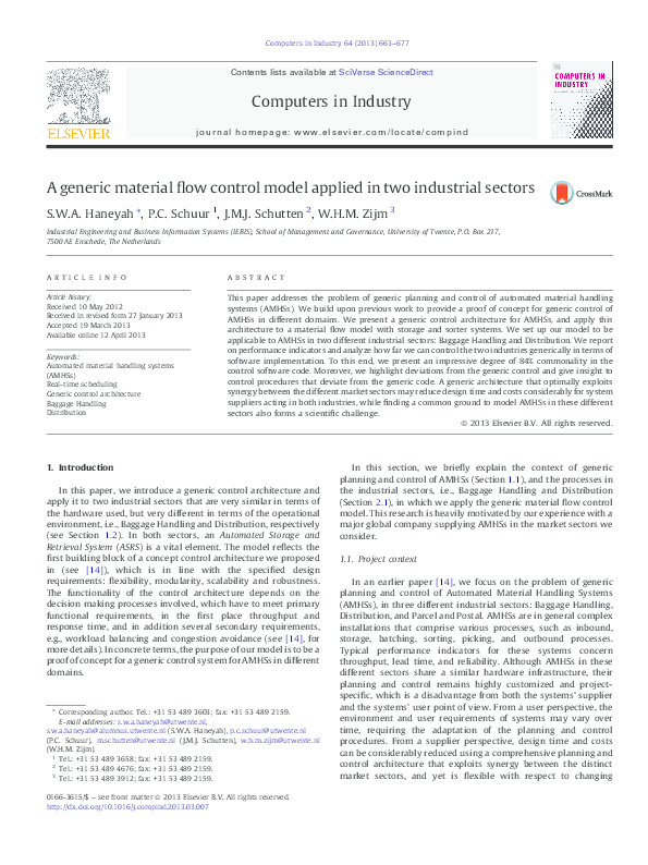 (PDF) A generic material flow control model applied in two industrial ...