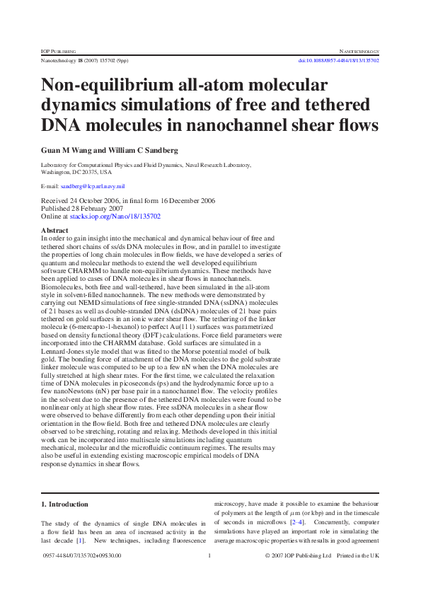 (PDF) Non-equilibrium all-atom molecular dynamics simulations of free ...