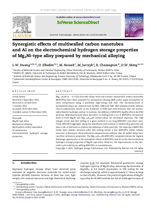 (PDF) Synergistic effects of multiwalled carbon nanotubes and Al on the ...