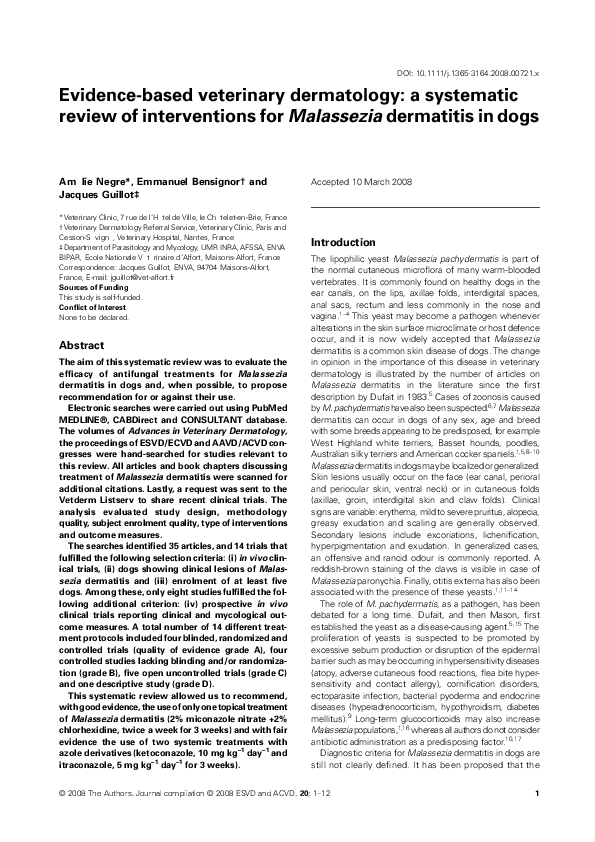 (PDF) Evidencebased veterinary dermatology a systematic review of