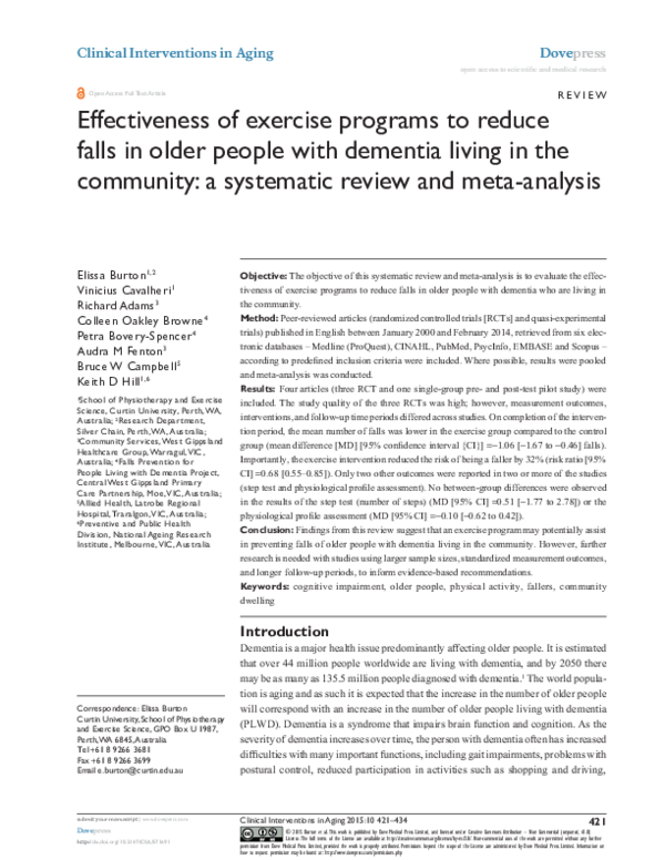 (PDF) Effectiveness of exercise programs to reduce falls in older ...
