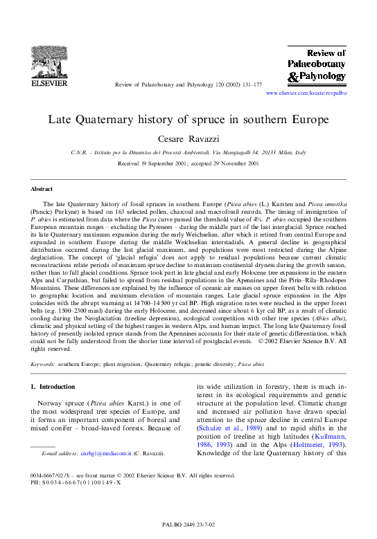 Pdf Late Quaternary History Of Spruce In Southern Europe Cesare Ravazzi Academia Edu