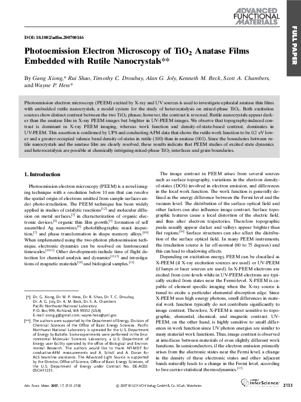 (PDF) Laser-induced oxygen vacancy formation and diffusion on TiO2 (110 ...