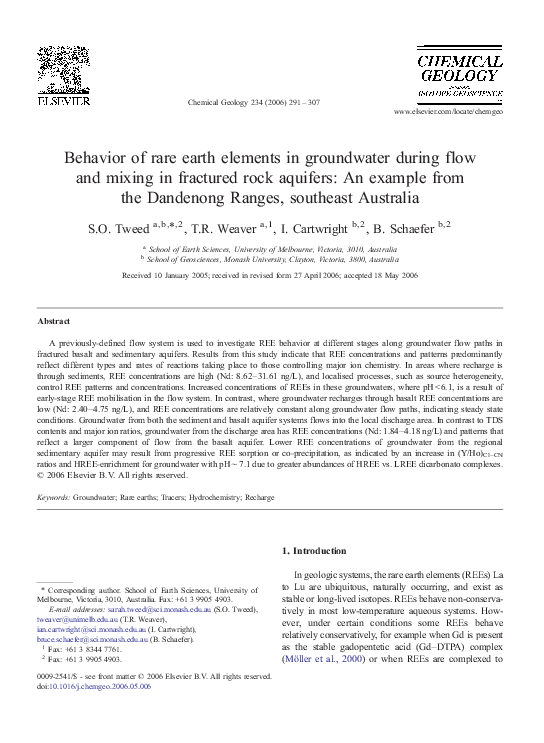 (PDF) Behavior of rare earth elements in groundwater during flow and ...