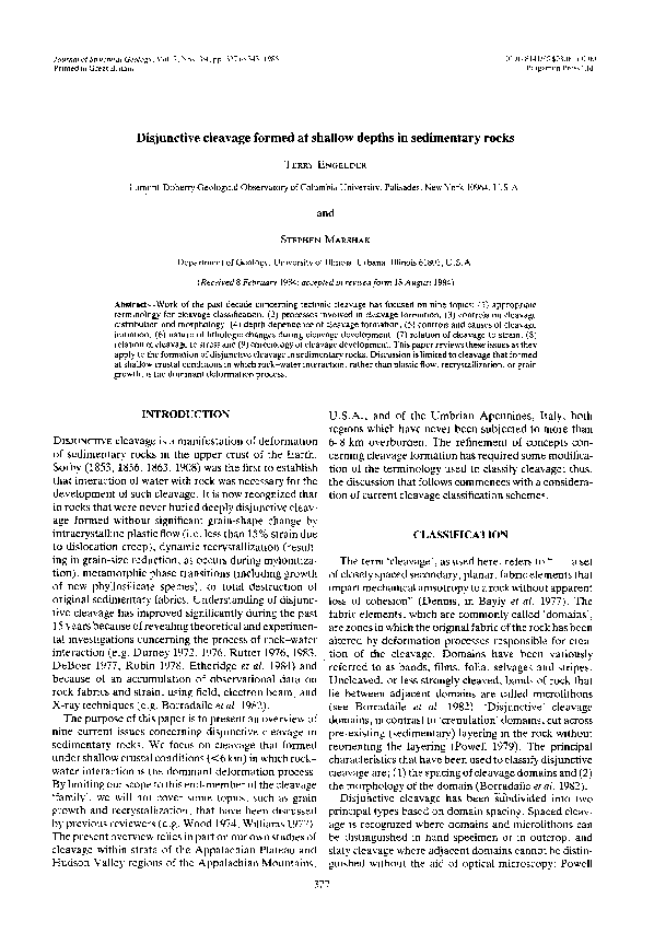 (PDF) Disjunctive cleavage formed at shallow depths in sedimentary rocks