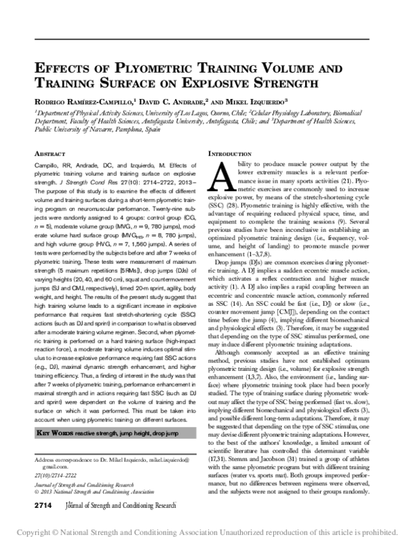(PDF) Effects of Plyometric Training Volume and Training Surface on ...