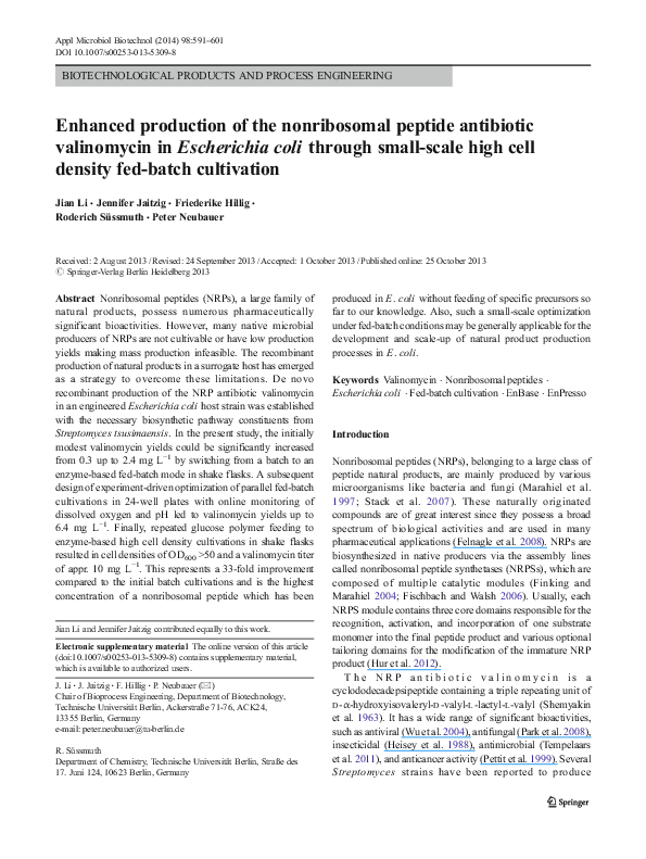 (PDF) Enhanced production of the nonribosomal peptide antibiotic ...